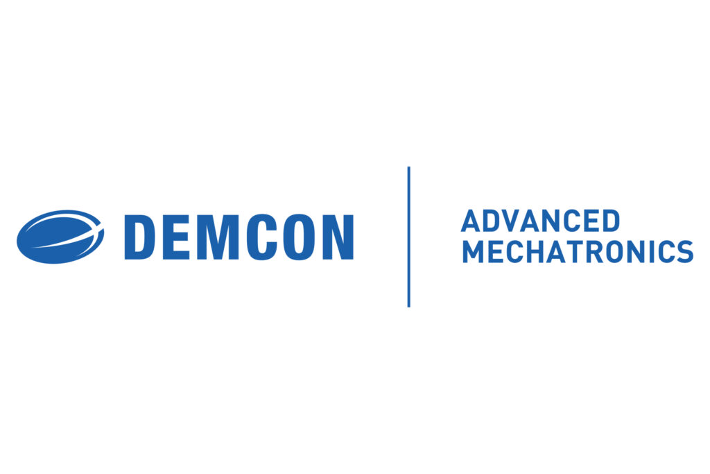 Demcon logo in blue writing