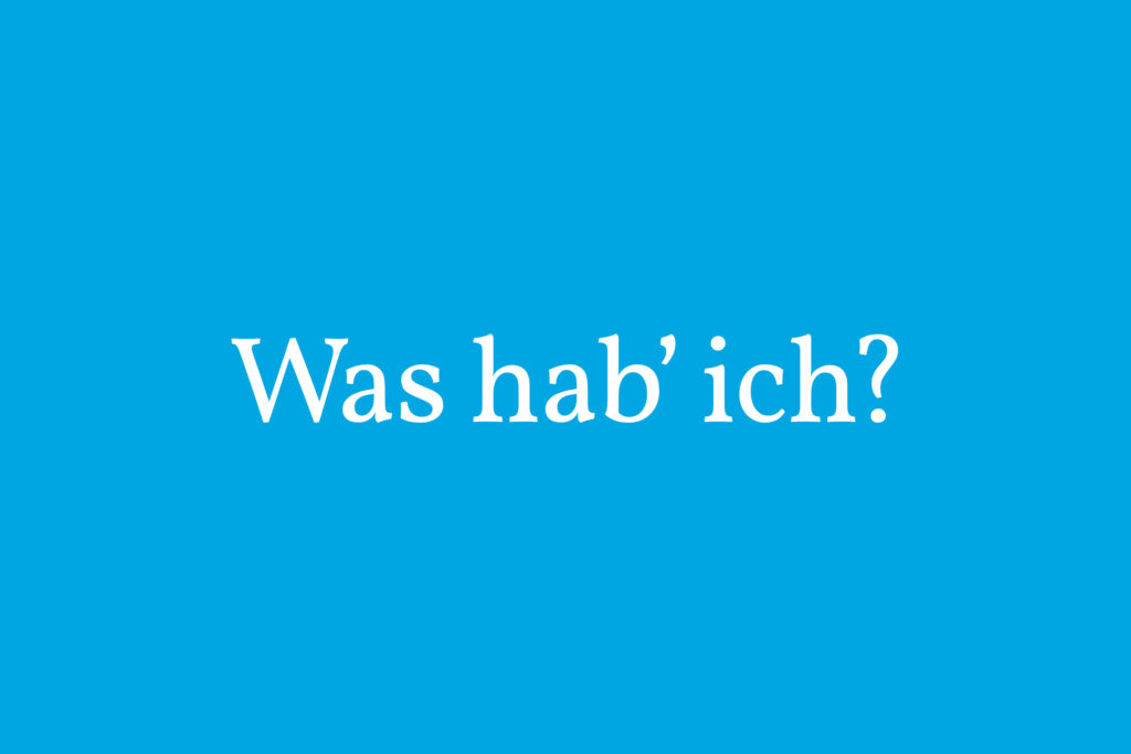 Logo Was hab ich`? letters with blue background